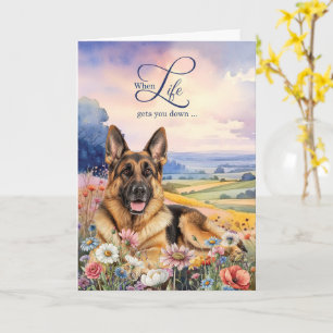 Ermutigung Deutscher Schäferhund Wildblumenwiese Karte