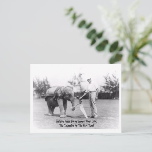 Ermutigung - Elephant Playing Golf Postkarte (Stehend Vorderseite)