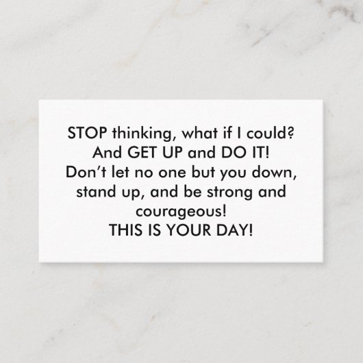 Ermutigung KARTE! Visitenkarte (Vorderseite)