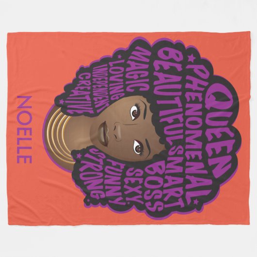 Ermutigung schwarzer Frauen, Lila und orange Fleecedecke (Vorderseite (Horizontal))