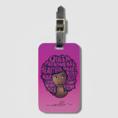 Ermutigung schwarzer Frauen, Naturhaar Magenta Ros Gepäckanhänger (Vorderseite Vertikal)