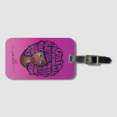 Ermutigung schwarzer Frauen, Naturhaar Magenta Ros Gepäckanhänger (Vorderseite (Horizontal))