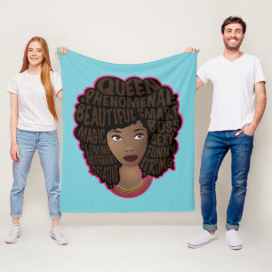 Ermutigung schwarzer Frauen, natürliches Haar, bl Fleecedecke