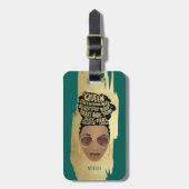 Ermutigung schwarzer Frauen, natürliches Haar, gol Gepäckanhänger (Vorderseite vertikal)