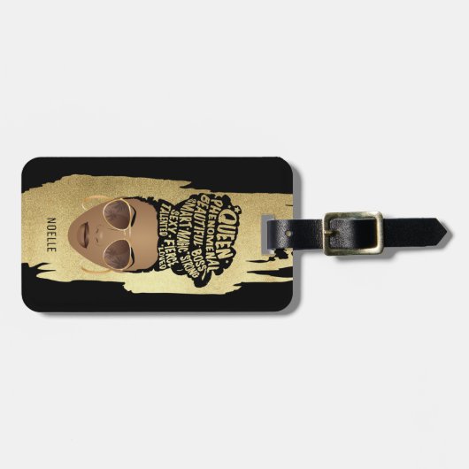 Ermutigung schwarzer Frauen, natürliches Haar, gol Gepäckanhänger (Vorderseite horizontal)