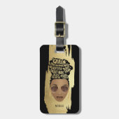 Ermutigung schwarzer Frauen, natürliches Haar, gol Gepäckanhänger (Vorderseite vertikal)