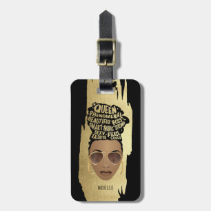 Ermutigung schwarzer Frauen, natürliches Haar, gol Gepäckanhänger