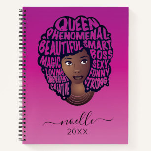 Ermutigung schwarzer Frauen, natürliches Haar, hei Notizblock