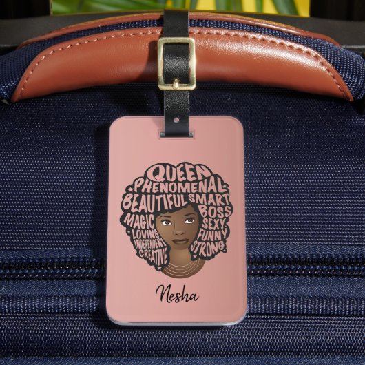 Ermutigung schwarzer Frauen, natürliches Haar, ros Gepäckanhänger (Vorderseite Insitu 2)