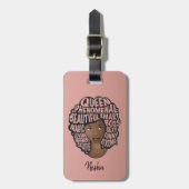 Ermutigung schwarzer Frauen, natürliches Haar, ros Gepäckanhänger (Vorderseite vertikal)