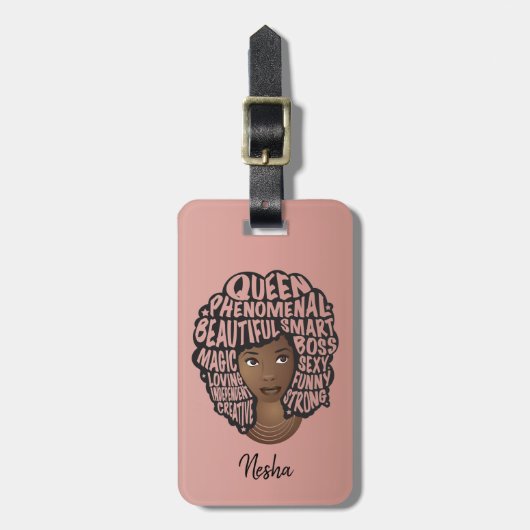 Ermutigung schwarzer Frauen, natürliches Haar, ros Gepäckanhänger (Vorderseite vertikal)