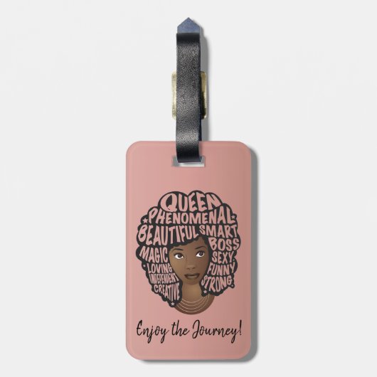 Ermutigung schwarzer Frauen, natürliches Haar, ros Gepäckanhänger (Rückseite vertikal)