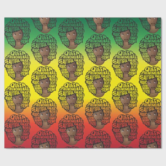 Ermutigung schwarzer Frauen, Rot-Gold-Grün Geschenkpapier (Flach)