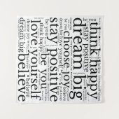 Ermutigung von Formulierungen Schwarz-weißes WordA Wandteppich (Vorderseite (Horizontal))