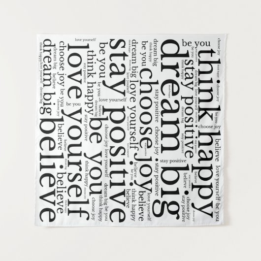 Ermutigung von Formulierungen Schwarz-weißes WordA Wandteppich (Vorderseite (Horizontal))