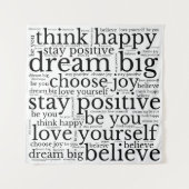 Ermutigung von Formulierungen Schwarz-weißes WordA Wandteppich (Vorderseite)