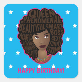 Ermutigung von Frauen, Starry Happy Birthday, Blue Quadratischer Aufkleber