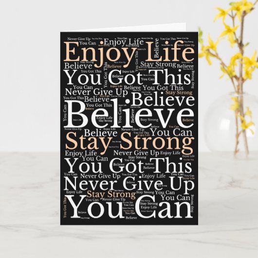 Ermutigung von Phrasen WordArt-Muster Weiß Schwarz Karte (Gelbe Blume)