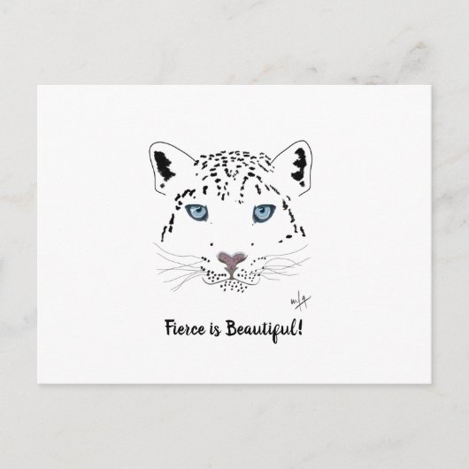 Ermutigung von Snow Leopard "Fierce is Beautiful" Postkarte (Vorderseite)