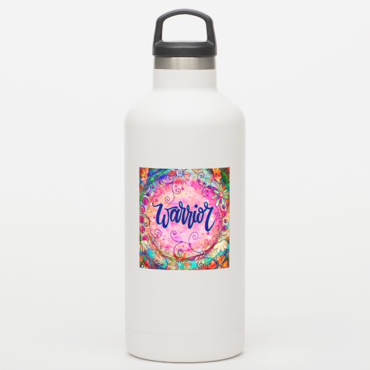 Ermutigung von Warrior-Rosa-Flora Aufkleber (Wassserflasche)