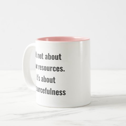 Ermutigung von Wörtern mit einfachem Text Zweifarbige Tasse (Vorderseite Links)