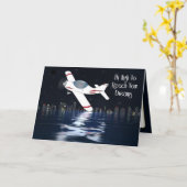 Ermutigung zu Fliegenhoch-Pilot in Flugzeug-Nachtl Karte (Gelbe Blume)