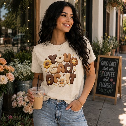 Ermutigungsbotschaft mit Blumen: Du Schaffst Es Tri-Blend Shirt