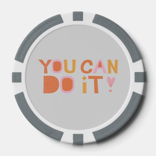 Ermutigungstext auf grau pokerchips (Vorderseite)