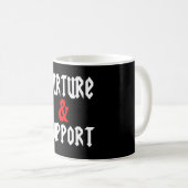 Ernähren Sie und stützen Sie Logo-Tasse Kaffeetasse (VorderseiteRechts)