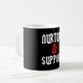 Ernähren Sie und stützen Sie Logo-Tasse Kaffeetasse (Vorderseite Links)