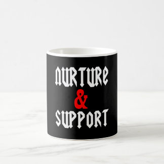 Ernähren Sie und stützen Sie Logo-Tasse Kaffeetasse
