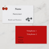 Ernährung, Ausübung, Visitenkarte (Vorne/Hinten)