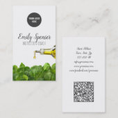 Ernährung Coach Green Blätter Olivenöl Weiße Karte (Vorne/Hinten)