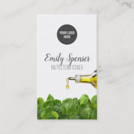 Ernährung Coach Green Blätter Olivenöl Weiße Karte