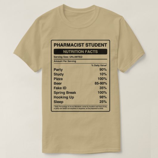 Ernährung des Apothekers für Studierende Fakten T-Shirt (Design vorne)
