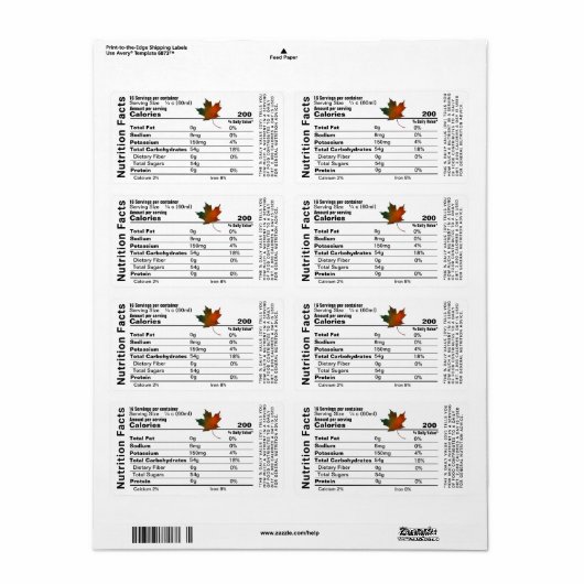 Ernährung Fakten Kleines Etikett mit Ahornblättern (Vorne)