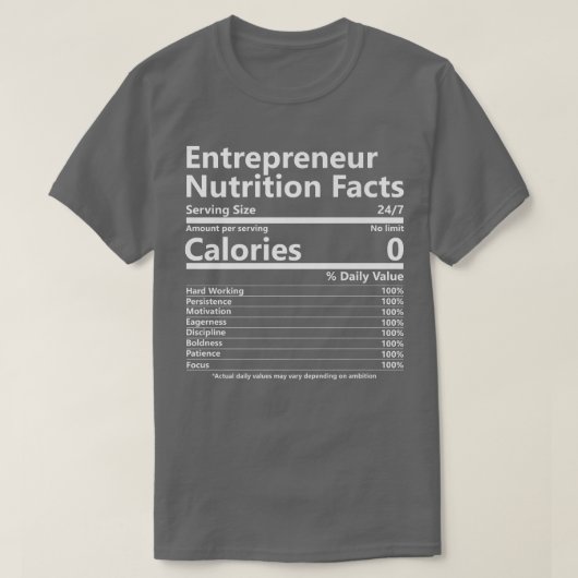 Ernährung Fakten Unternehmererfolg Motivation 1 T-Shirt (Design vorne)