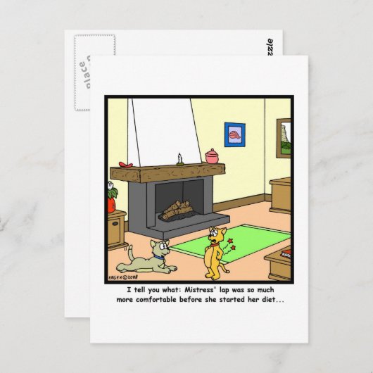 Ernährung: Katzen Cartoon Postkarte (Vorne/Hinten)