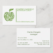 Ernährung und Ernährung Visitenkarte (Vorne/Hinten)