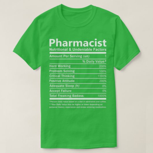 Ernährung und unbestrittene Faktoren des Apotheker T-Shirt (Design vorne)
