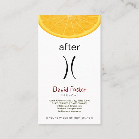 Ernährungsberaterin Ernährung Coach Gewichtsverlus Visitenkarte (Rückseite)