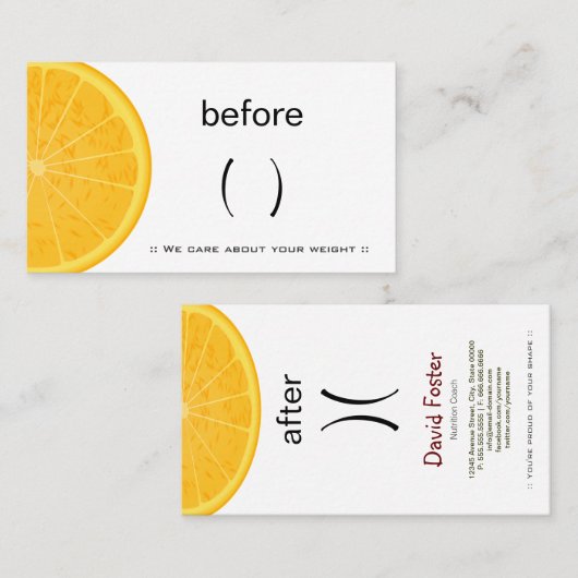 Ernährungsberaterin Ernährung Coach Gewichtsverlus Visitenkarte (Vorne/Hinten)
