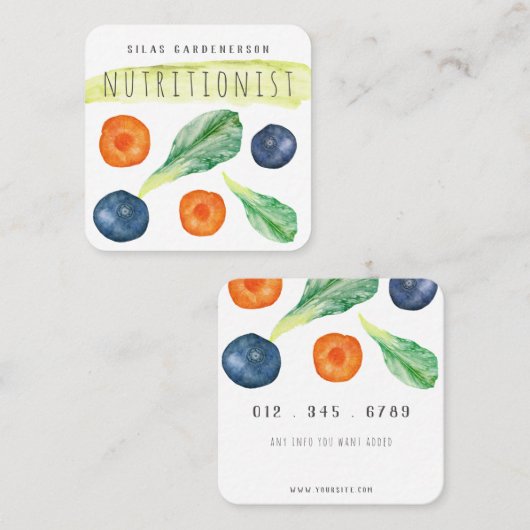 Ernährungsberaterin  quadratische visitenkarte (Vorne/Hinten)