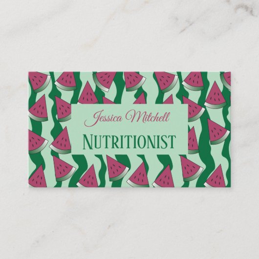 Ernährungsberaterin | Watermelon Muster Business C Visitenkarte (Vorderseite)