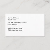 Ernährungsdiätetiker Neue Visitenkarten Visitenkarte (Rückseite)