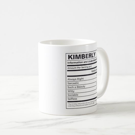 ERNÄHRUNGSFAKTEN EINER PERSON KAFFEETASSE (VorderseiteRechts)