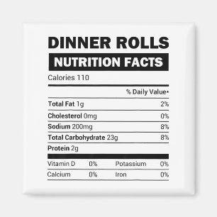 Ernährungsfakten für Dinner Rolls Familie passend  Magnet