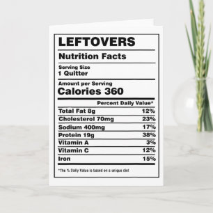 Ernährungsfakten Reste Aufgeber Lustiges Thanksgiv Karte
