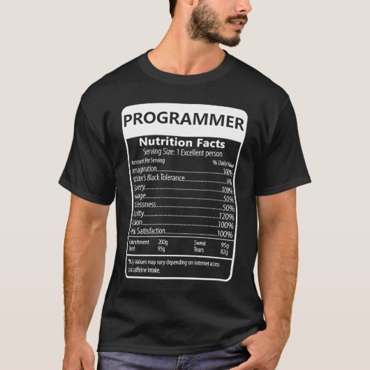 ERNÄHRUNGSINFORMATIONEN FÜR PROGRAMMIERER Sarkasti T-Shirt (Vorderseite)