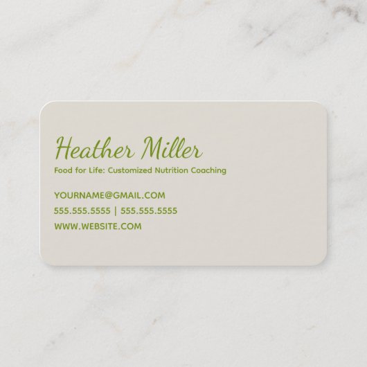 Ernährungslehrer Visitenkarte (Rückseite)